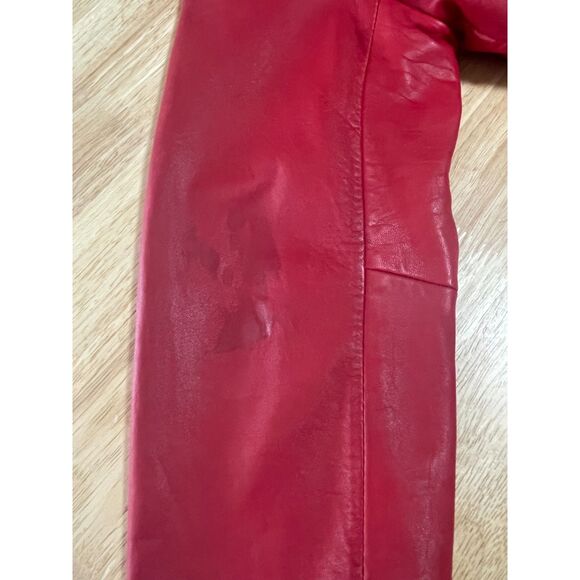 Guess Red Genuine Leather Zip Jacket Size L - Picture 13 of 13